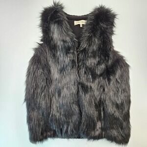 Sebby Collection Black Faux Fur Knit Back Vest XXL Boho Mob Wife Whimsigoth Goth
